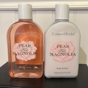 Crabtree & Evelyn Pear and Pink Magnolia Body Wash and Lotion Set